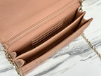 DIOR LADY CHAIN BAG 21 IN ALMOND BEIGE LAMBSKIN