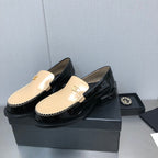 CHANEL Double C Beige Cream Loafers Sheepskin