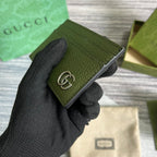 GUCCI MARMONT CARD HOLDER 11 IN ARMY GREEN LAMBSKIN