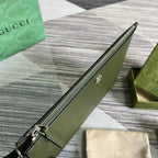 GUCCI MARMONT POUCH 30 IN ARMY GREEN LAMBSKIN