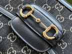 GUCCI HORSEBIT 1955 SADDLE BAG 25 IN BLACK CANVAS AND CALFSKIN