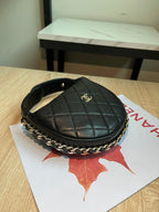 CHANEL MINI HOBO BAG 16 IN BLACK LAMBSKIN