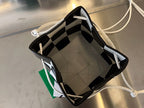 BOTTEGA VENETA SMALL CASSETTE BUCKET 18 IN WHITE MIX BLACK CALFSKIN