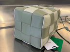 BOTTEGA VENETA SMALL CASSETTE BUCKET 18 IN XANADU MIX WHITE CALFSKIN