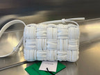 BOTTEGA VENETA MINI CASSETTE 19 IN WHITE SOFT LAMBSKIN