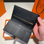 HERMES BEARN WALLET 17.5 BLACK EPSOM GOLD HARDWARE