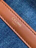 CELINE DENIM LEATHER 24 CHAIN SHOUDER BAG