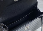 HERMES 25S MINI KELLY 19 IN BLACK CALFSKIN SILVER HARDWARE