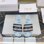 DIOR CD Mule Dway Slide 10mm Multi-motifs Style 74
