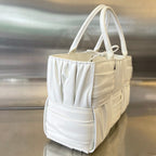 BOTTEGA VENETA SMALL ARCO TOTE 30 IN WHITE SOFT LAMBSKIN