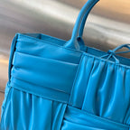 BOTTEGA VENETA SMALL ARCO TOTE 30 IN CERULEAN BLUE SOFT LAMBSKIN