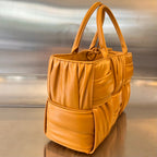 BOTTEGA VENETA SMALL ARCO TOTE 30 IN PIZAZZ ORANGE SOFT LAMBSKIN