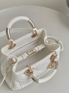 DIOR LADY 25 HANDBAG IN WHITE CALFSKIN