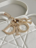 DIOR LADY 25 HANDBAG IN WHITE CALFSKIN