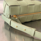 BOTTEGA VENETA BRICK CASSETTE 28 IN GIN GREEN CALFSKIN