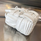 BOTTEGA VENETA CANDY ARCO TOTE 20 IN WHITE SOFT LAMBSKIN