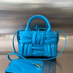 BOTTEGA VENETA CANDY ARCO TOTE 20 IN CERULEAN BLUE SOFT LAMBSKIN