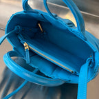 BOTTEGA VENETA CANDY ARCO TOTE 20 IN CERULEAN BLUE SOFT LAMBSKIN