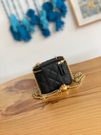 CHANEL MINI 10 VANITY IN BLACK CALFSKIN GOLD HARDWARE