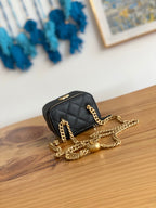 CHANEL MINI 10 VANITY IN BLACK CALFSKIN GOLD HARDWARE