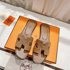HERMES 0RAN SANDAL CARAMEL LAMBSKIN ATTACH CRYSTALS
