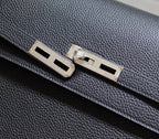 HERMES KELLY DEPECHES 38 BRIEFCASE IN BLACK TOGO CALFSKIN SILVER HARDWARE
