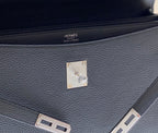 HERMES KELLY DEPECHES 34 BRIEFCASE IN BLACK TOGO CALFSKIN SILVER HARDWARE