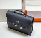 HERMES KELLY DEPECHES 34 BRIEFCASE IN BLACK TOGO CALFSKIN SILVER HARDWARE