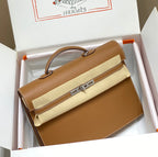 HERMES KELLY DEPECHES 38 BRIEFCASE IN GOLD TOGO CALFSKIN SILVER HARDWARE
