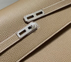 HERMES KELLY DEPECHES 38 BRIEFCASE IN ETOUPE TOGO CALFSKIN SILVER HARDWARE