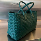 BOTTEGA VENETA LARGE CABAT 51 IN KAITOKE GREEN LAMBSKIN