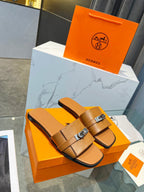 HERMES Giulia Sandal Tan Calfskin