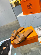 HERMES Giulia Sandal Tan Calfskin