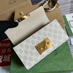 GUCCI PADLOCK 22 SMALL  SHOULDER BAG IN BEIGE CALFSKIN AND CANVAS