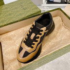 GUCCI 100 RHYTON SNEAKER Black Caramel Brown
