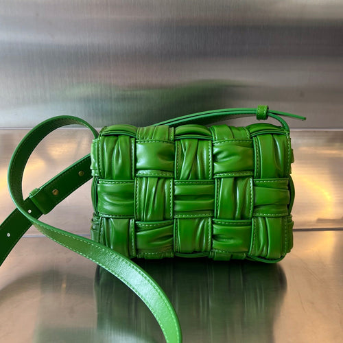 BOTTEGA VENETA MINI CASSETTE 19 IN SHAMROCK GREEN SOFT LAMBSKIN