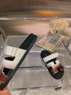 HERMES CHYPRE SANDAL OMBRE WHITE BROWN CALFSKIN