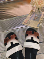 HERMES CHYPRE SANDAL OMBRE WHITE BROWN CALFSKIN