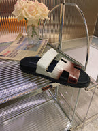 HERMES CHYPRE SANDAL OMBRE WHITE BROWN CALFSKIN