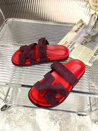 HERMES CHYPRE SANDAL CHERRY MIX JAM SUEDE