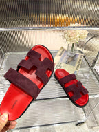 HERMES CHYPRE SANDAL CHERRY MIX JAM SUEDE
