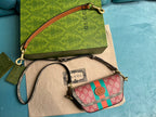 GUCCI MINI 13 HANDBAG IN LIGHT PINK AND BEIGE CANVAS