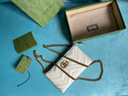 GUCCI MARMONT MINI 22 HANDBAG IN WHITE CALFSKIN