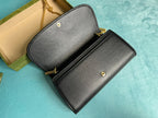 GUCCI BLONDIE SHOULDER BAG 21 IN BLACK CALFSKIN GOLD HARDWARE