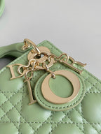 DIOR MICRO LADY 12 BAG IN LIGHT GREEN LAMBSKIN