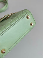 DIOR MICRO LADY 12 BAG IN LIGHT GREEN LAMBSKIN