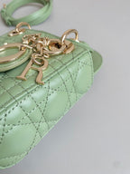 DIOR MICRO LADY 12 BAG IN LIGHT GREEN LAMBSKIN