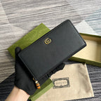 GUCCI MARMONT 19 ZIP-AROUND WALLET BLACK CALFSKIN