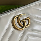 GUCCI MARMONT SMALL 23 HANDBAG IN WHITE CALFSKIN WITH GOLDEN LOGO