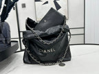 CHANEL MEDIUM 37 HANDBAG IN BLACK CALFSKIN SILVER HARDWARE